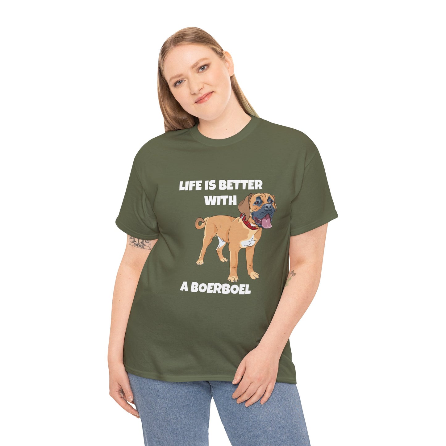 Boerboel, Boerboel Dog, Life is Better with a Boerboel, Dark Unisex Heavy Cotton Tee