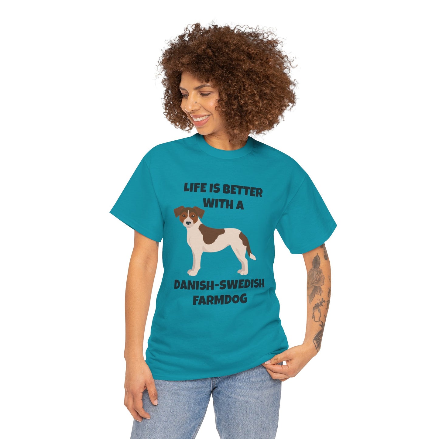 Danish Swedish Farmdog, Life is Better with a Danish-Swedish Farmdog, Unisex Heavy Cotton Tee