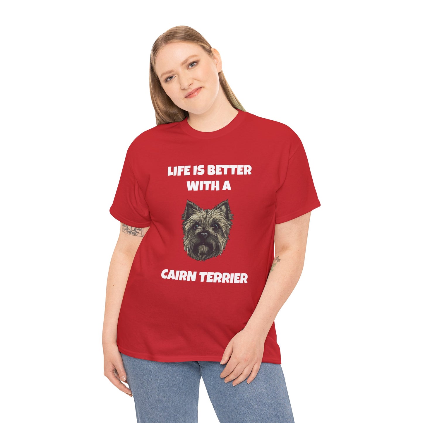 Cairn Terrier, Cairn Terrier Dog, Life is Better with a Cairn Terrier, Dark Unisex Heavy Cotton Tee