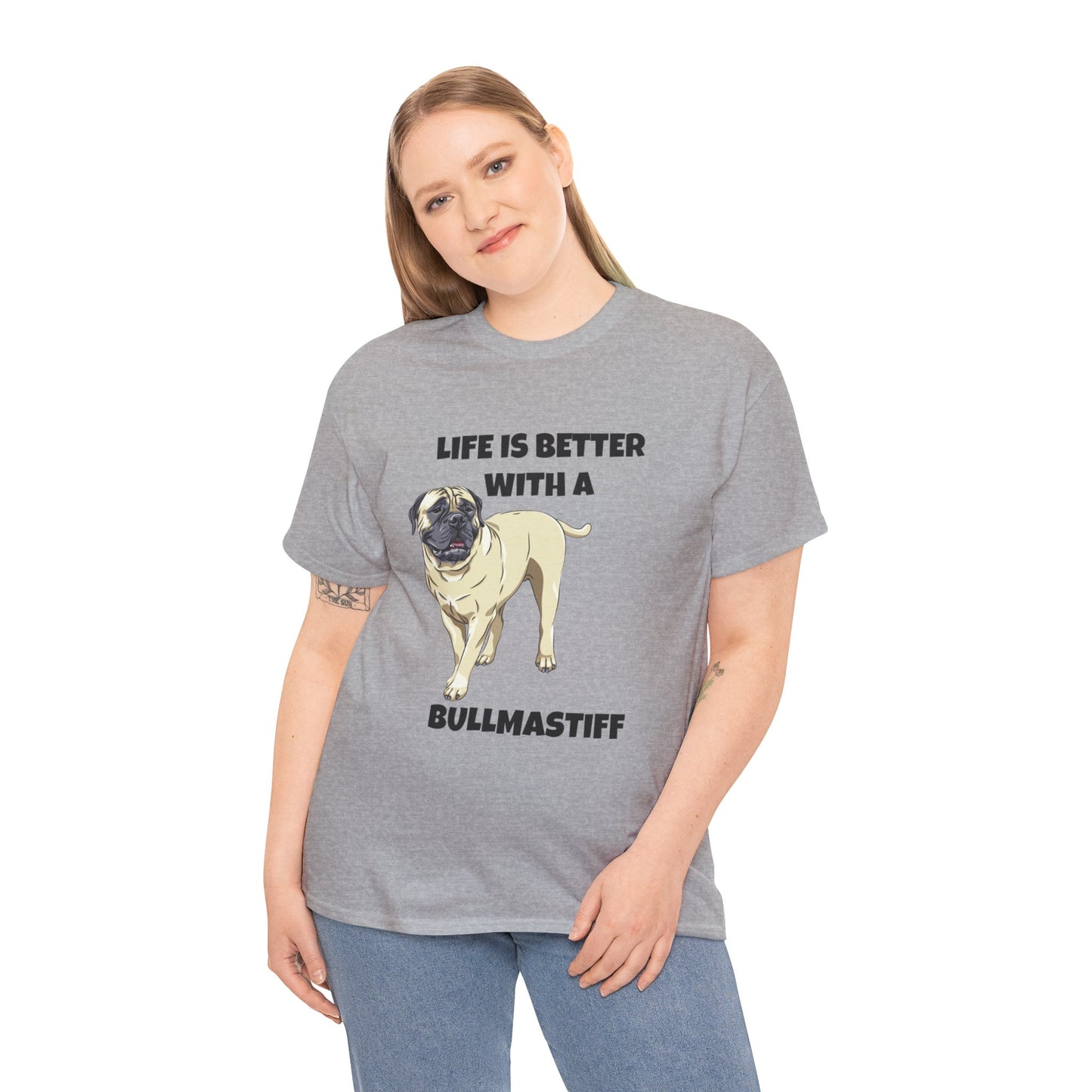 Bullmastiff, Bullmastiff Dog, Mastiff, Life is Better with a Bullmastiff, Unisex Heavy Cotton Tee