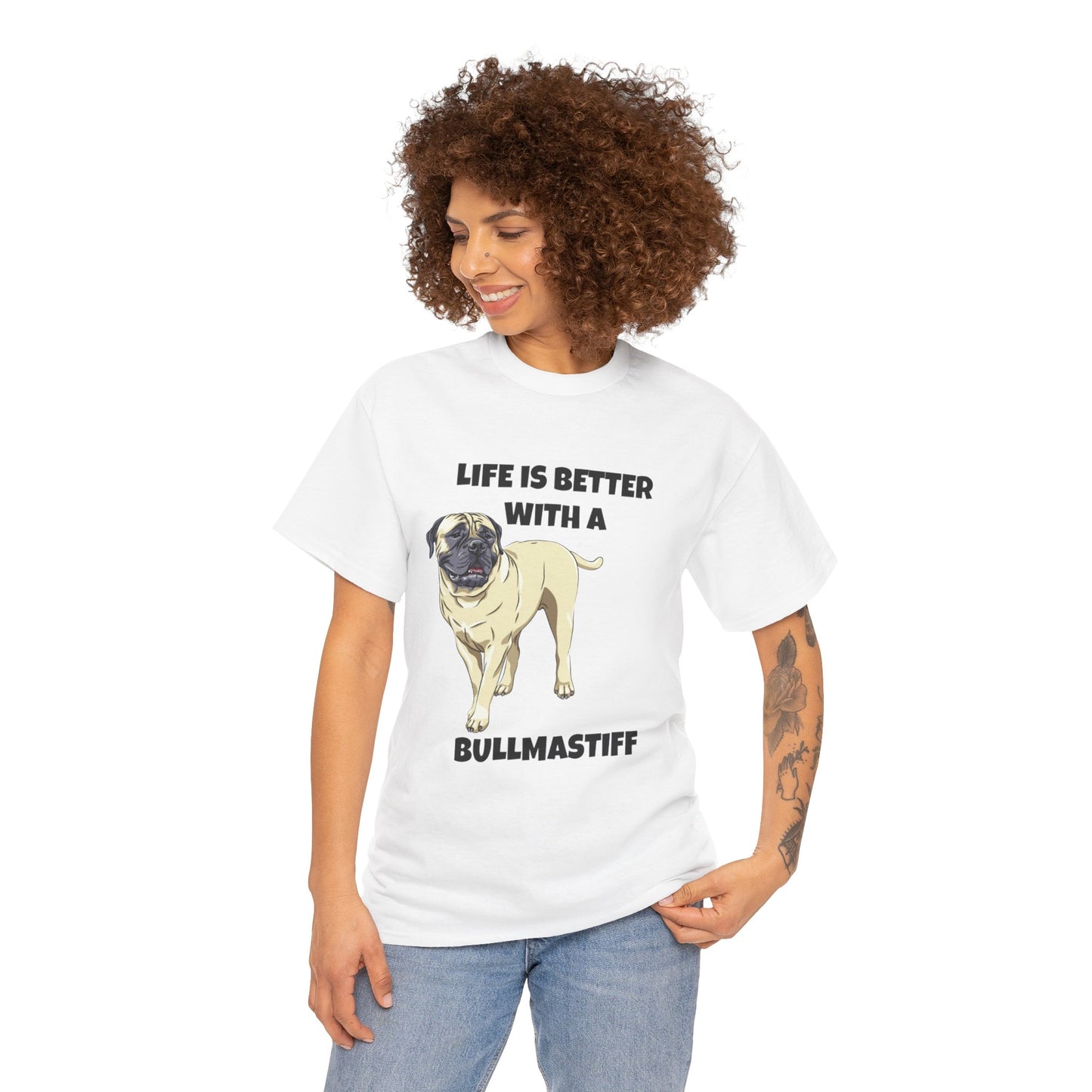 Bullmastiff, Bullmastiff Dog, Mastiff, Life is Better with a Bullmastiff, Unisex Heavy Cotton Tee