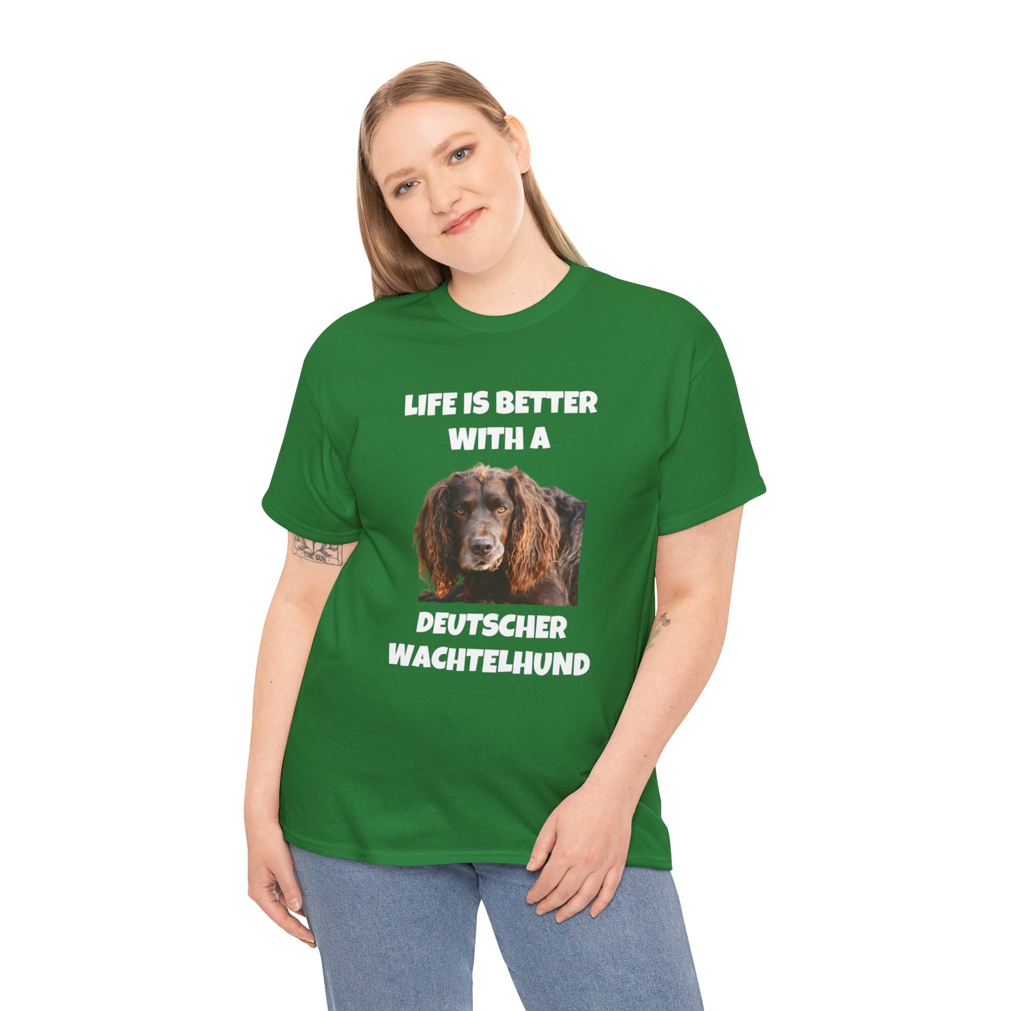 Deutscher Wachtelhund Dog, Life is Better with a Deutscher Wachtelhund, Dark Unisex Heavy Cotton Tee