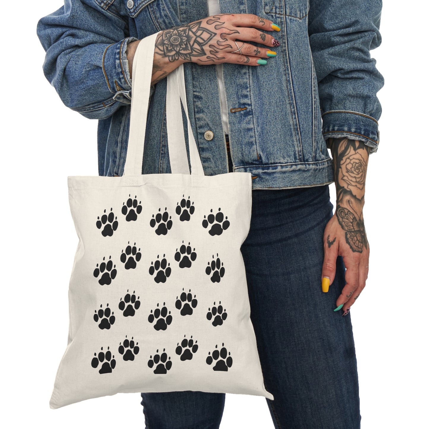 Dog Prints Natural Tote Bag