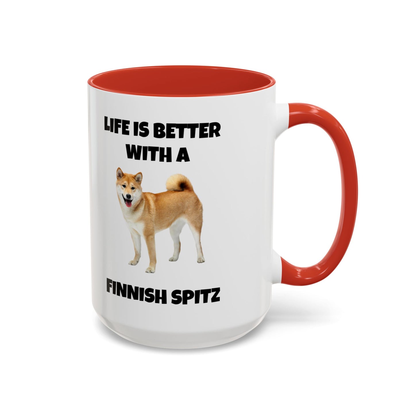 Finnish Spitz, Finnish Spitz Dog, Life is Better with a Finnish Spitz, Accent Coffee Mug (11, 15oz)