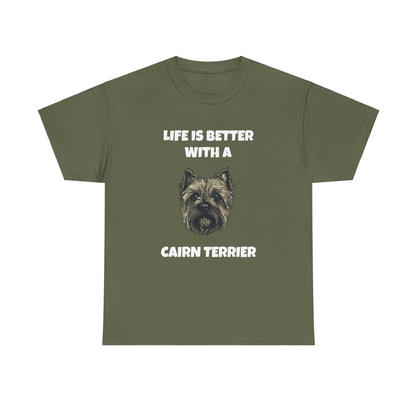 Cairn Terrier, Cairn Terrier Dog, Life is Better with a Cairn Terrier, Dark Unisex Heavy Cotton Tee