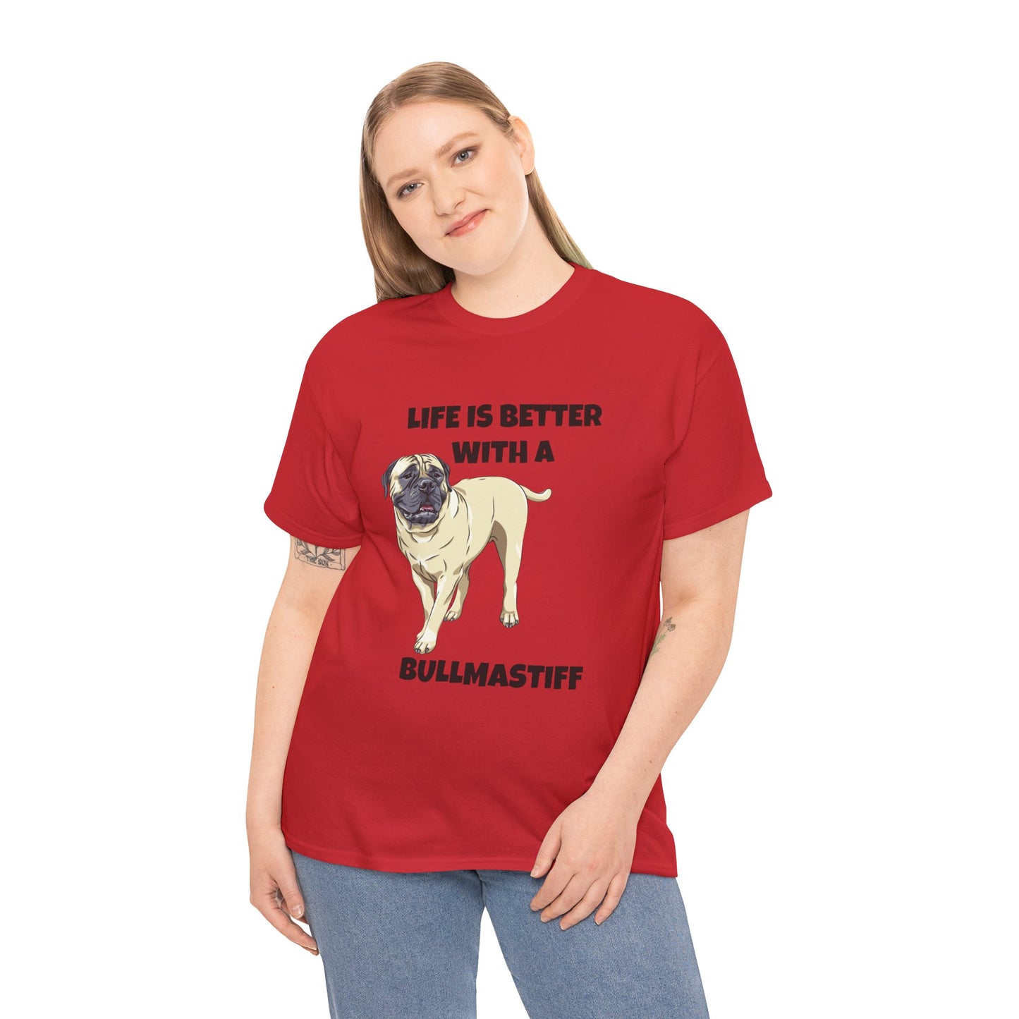 Bullmastiff, Bullmastiff Dog, Mastiff, Life is Better with a Bullmastiff, Unisex Heavy Cotton Tee