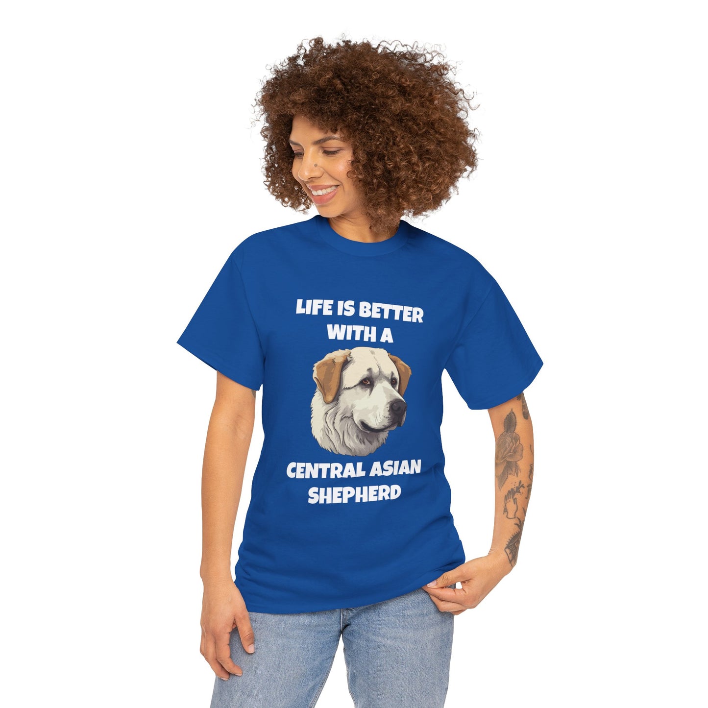 Central Asian Shepherd, Central Asian Shepherd Dog, Life is Better with a Central Asian Shepherd, Dark Unisex Heavy Cotton Tee