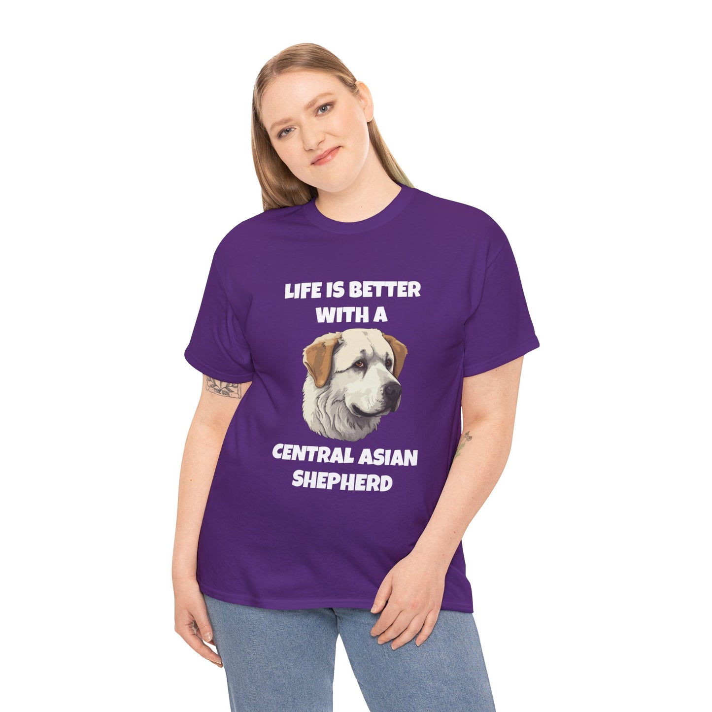 Central Asian Shepherd, Central Asian Shepherd Dog, Life is Better with a Central Asian Shepherd, Dark Unisex Heavy Cotton Tee