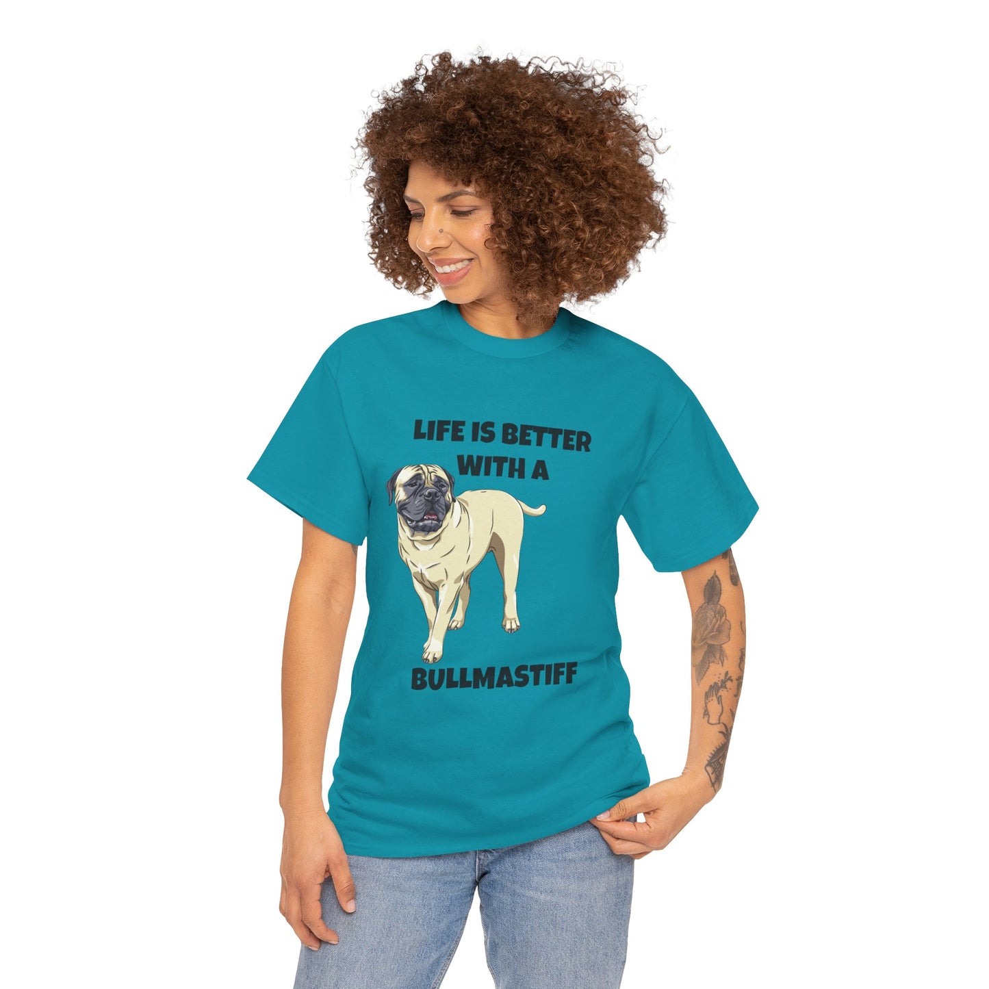 Bullmastiff, Bullmastiff Dog, Mastiff, Life is Better with a Bullmastiff, Unisex Heavy Cotton Tee
