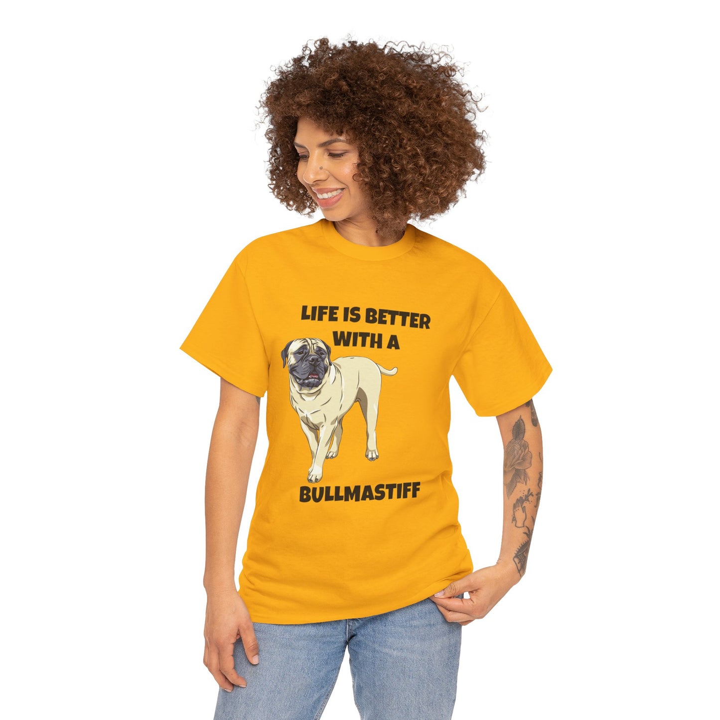 Bullmastiff, Bullmastiff Dog, Mastiff, Life is Better with a Bullmastiff, Unisex Heavy Cotton Tee