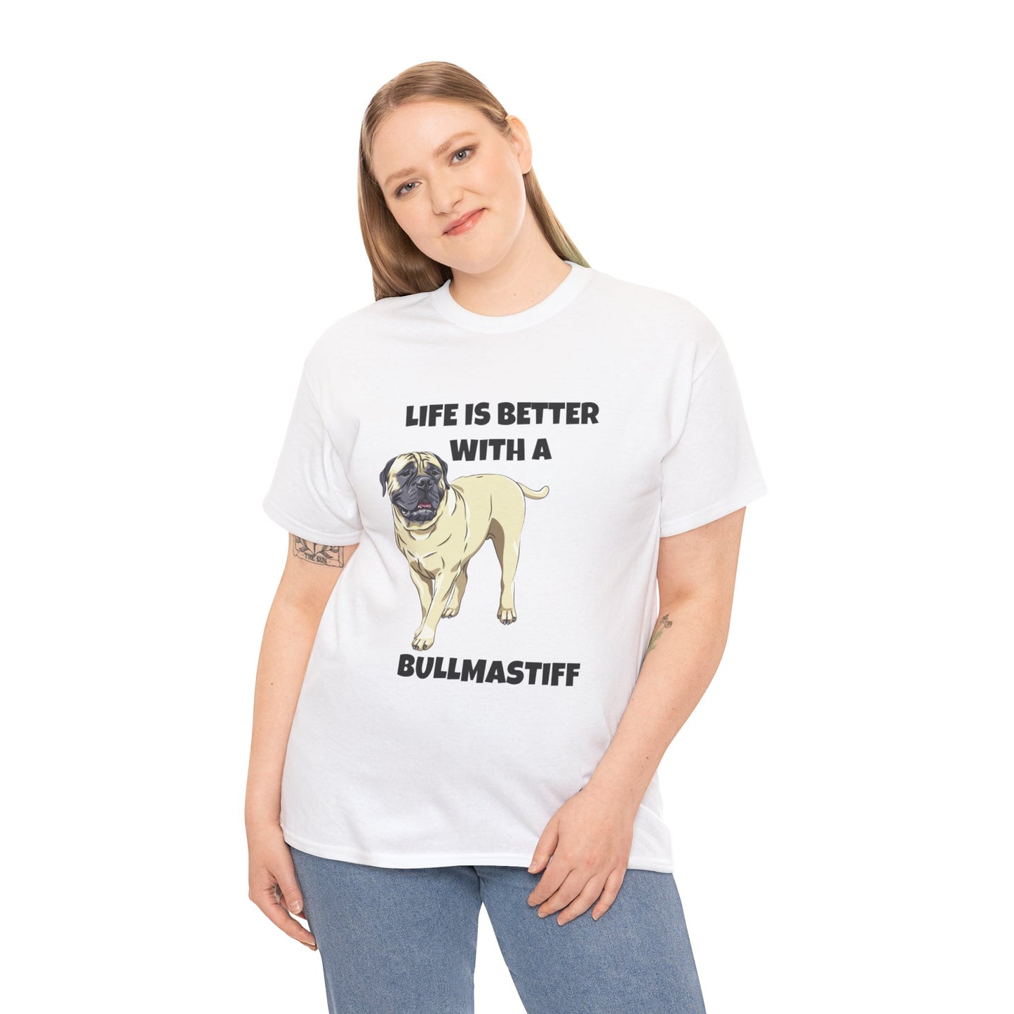 Bullmastiff, Bullmastiff Dog, Mastiff, Life is Better with a Bullmastiff, Unisex Heavy Cotton Tee