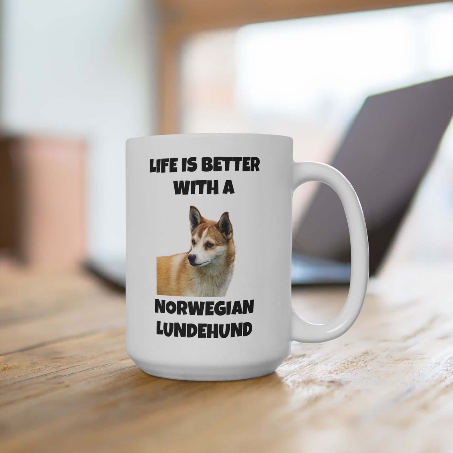Norwegian Lundehund, Life is Better with a Norwegian Lundehund, Mug 15oz
