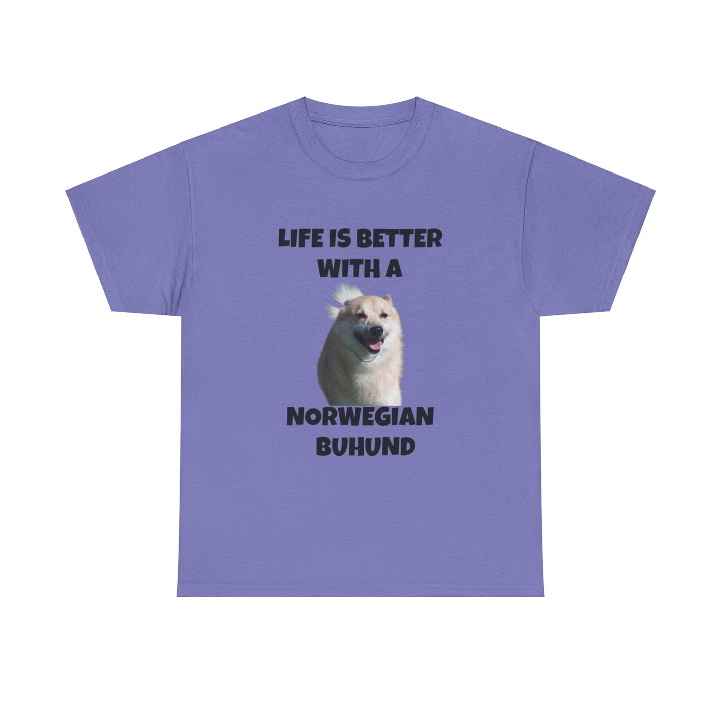 Norwegian Buhund, Life is Better with a Norwegian Buhund, Unisex Heavy Cotton Tee