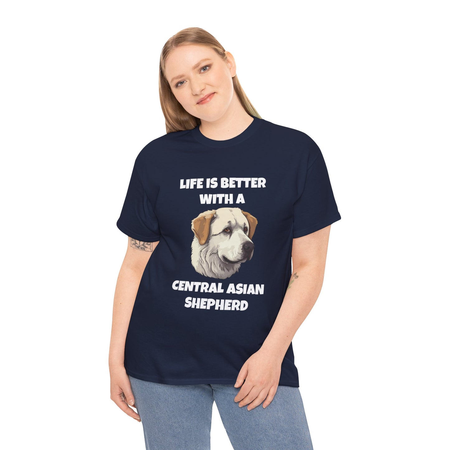Central Asian Shepherd, Central Asian Shepherd Dog, Life is Better with a Central Asian Shepherd, Dark Unisex Heavy Cotton Tee