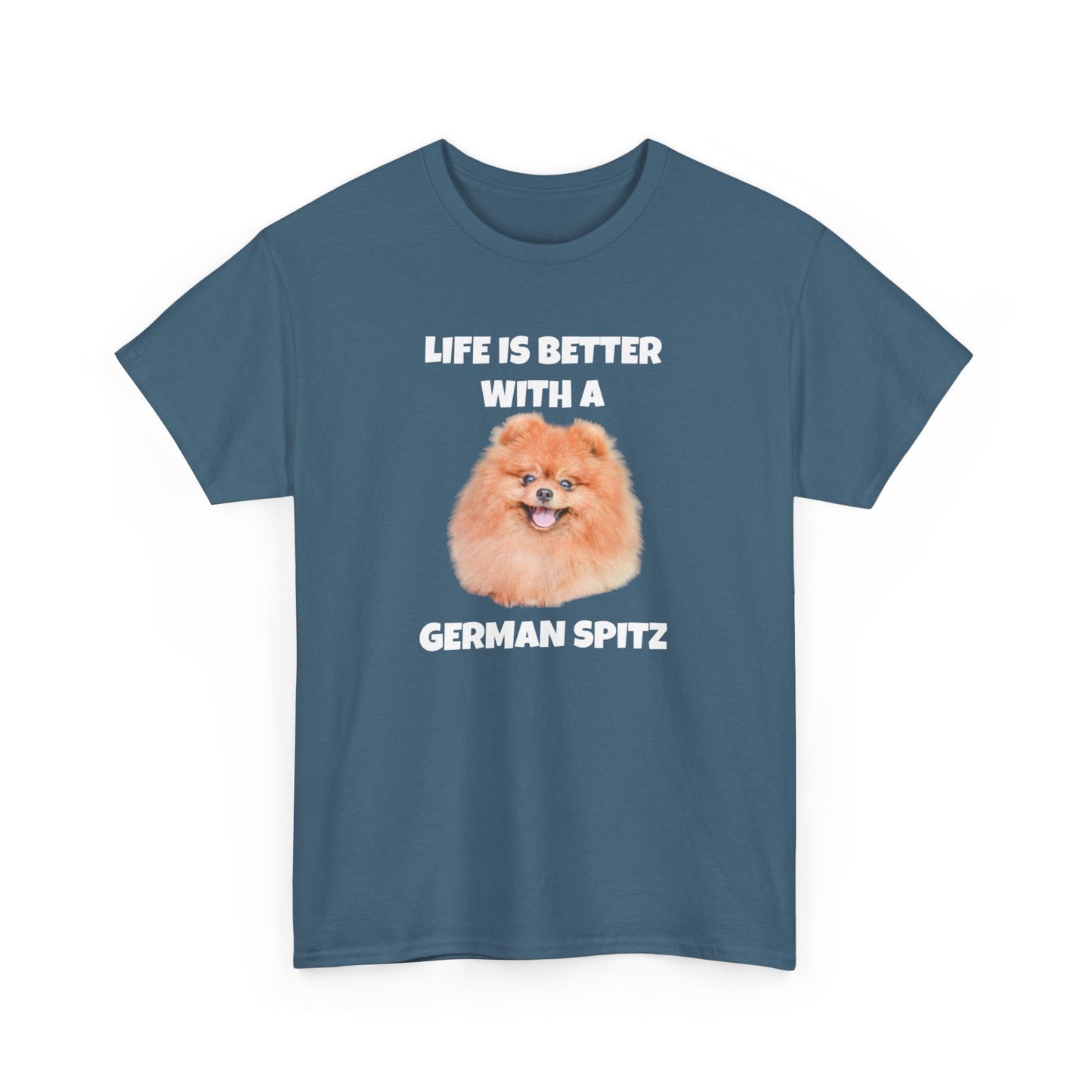 German Spitz, German Spitz Dog, Life is Better with a German Spitz, Dark Unisex Heavy Cotton Tee