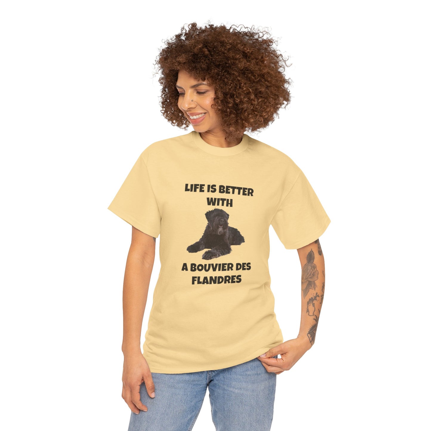 Bouvier des Flandres, Bouvier des Flandres Dog,  Life is Better with a Bouvier des Flandres, Unisex Heavy Cotton Tee