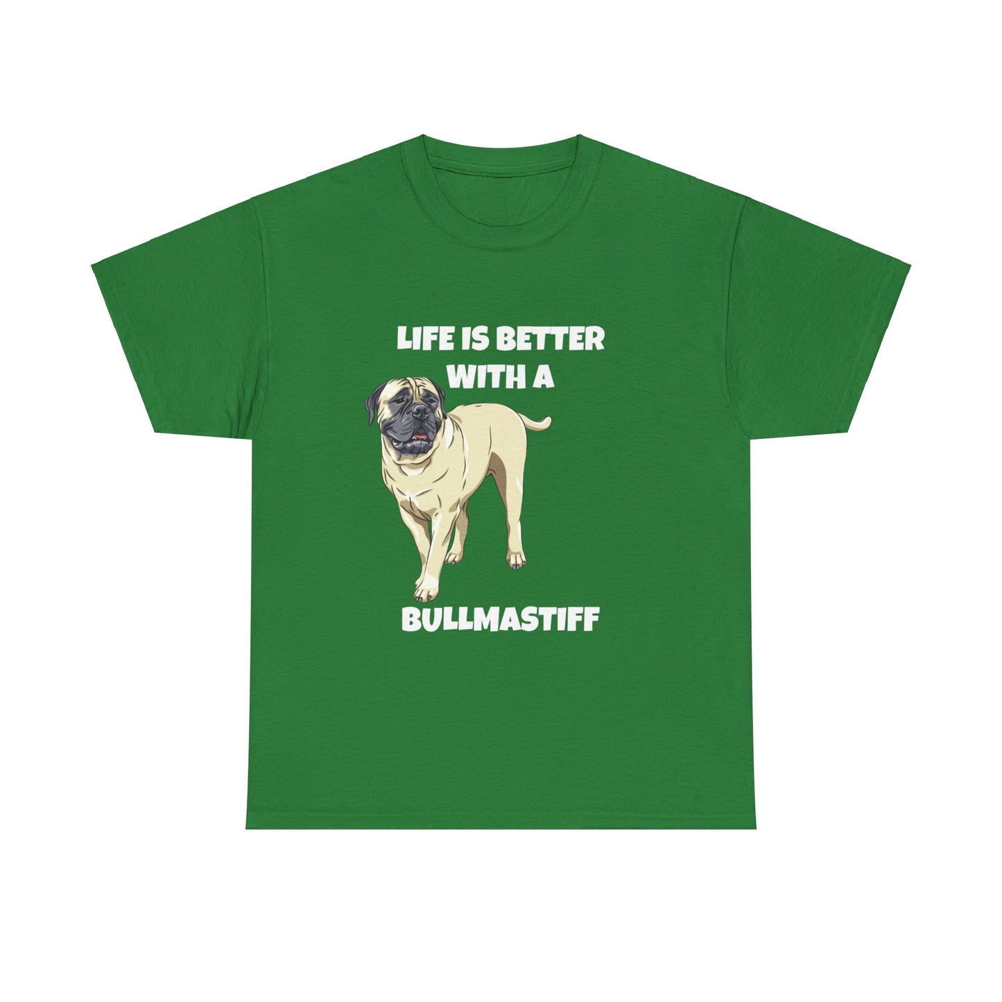 Bullmastiff, Bullmastiff Dog, Mastiff, Life is Better with a Bullmastiff, Dark Unisex Heavy Cotton Tee