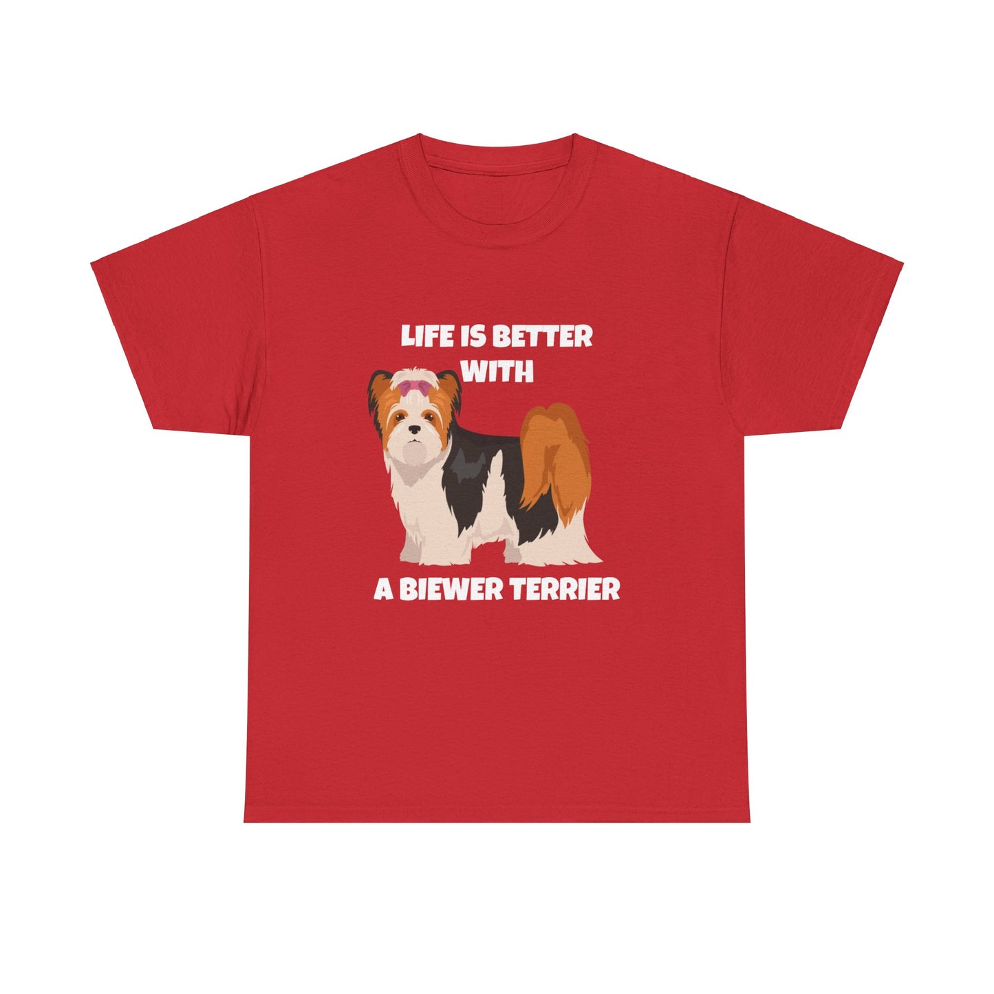 Biewer Terrier, Biewer Terrier Dog, Life is Better with a Biewer Terrier, Dark Unisex Heavy Cotton Tee