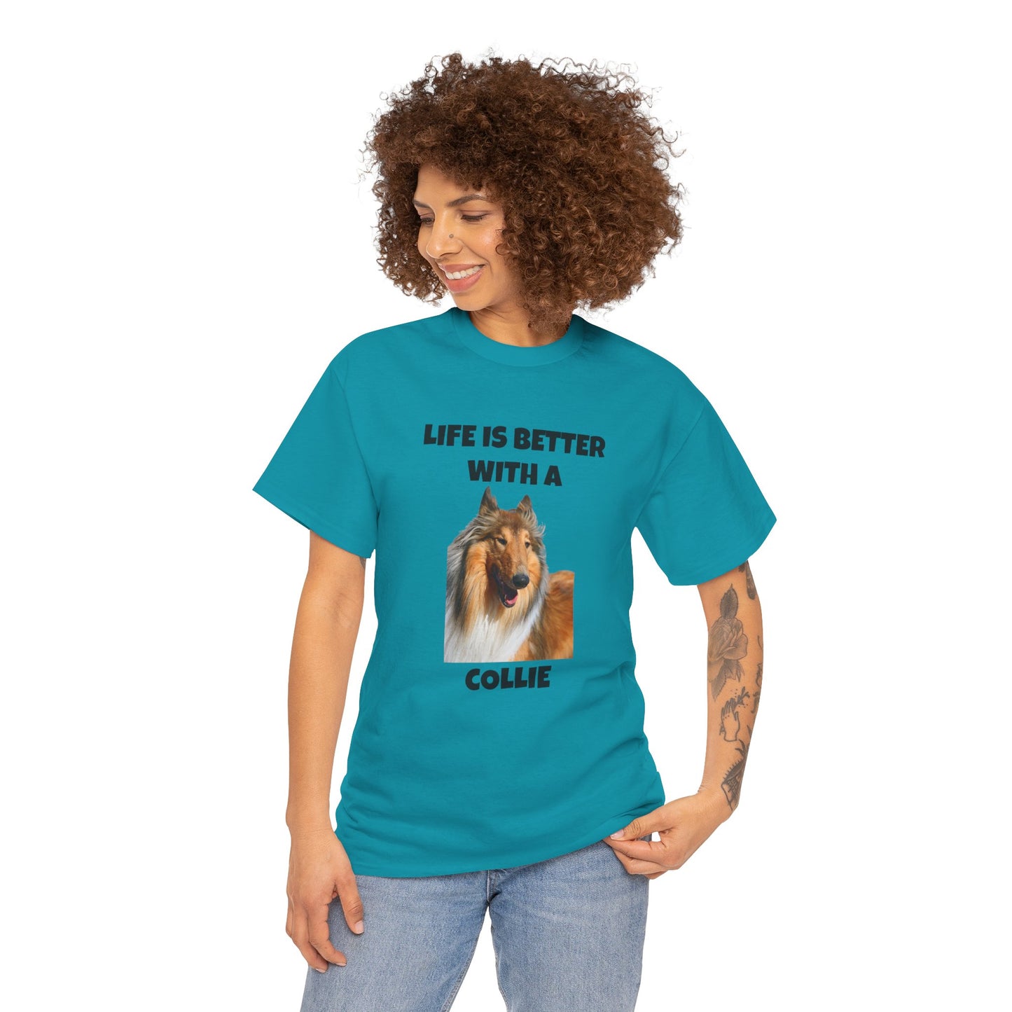 Collie Dog, Life is Better with a Collie, Unisex Heavy Cotton Tee