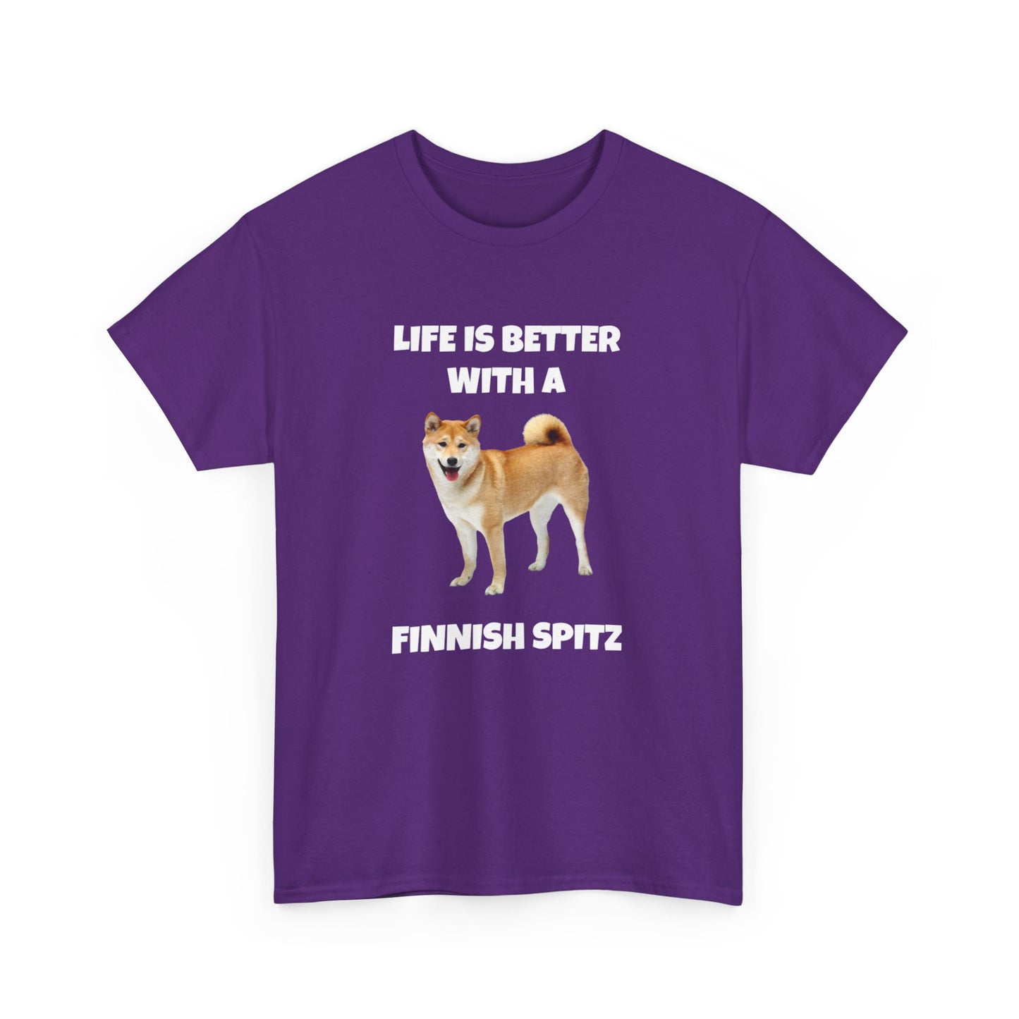 Finnish Spitz, Finnish Spitz Dog, Life is Better with a Finnish Spitz, Dark Unisex Heavy Cotton Tee