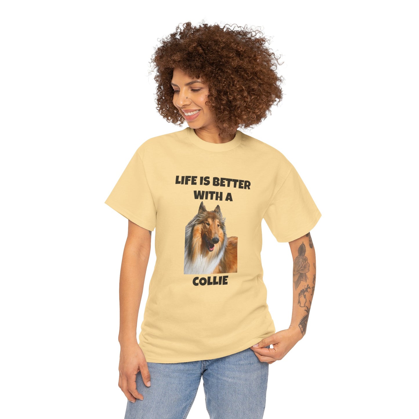 Collie Dog, Life is Better with a Collie, Unisex Heavy Cotton Tee