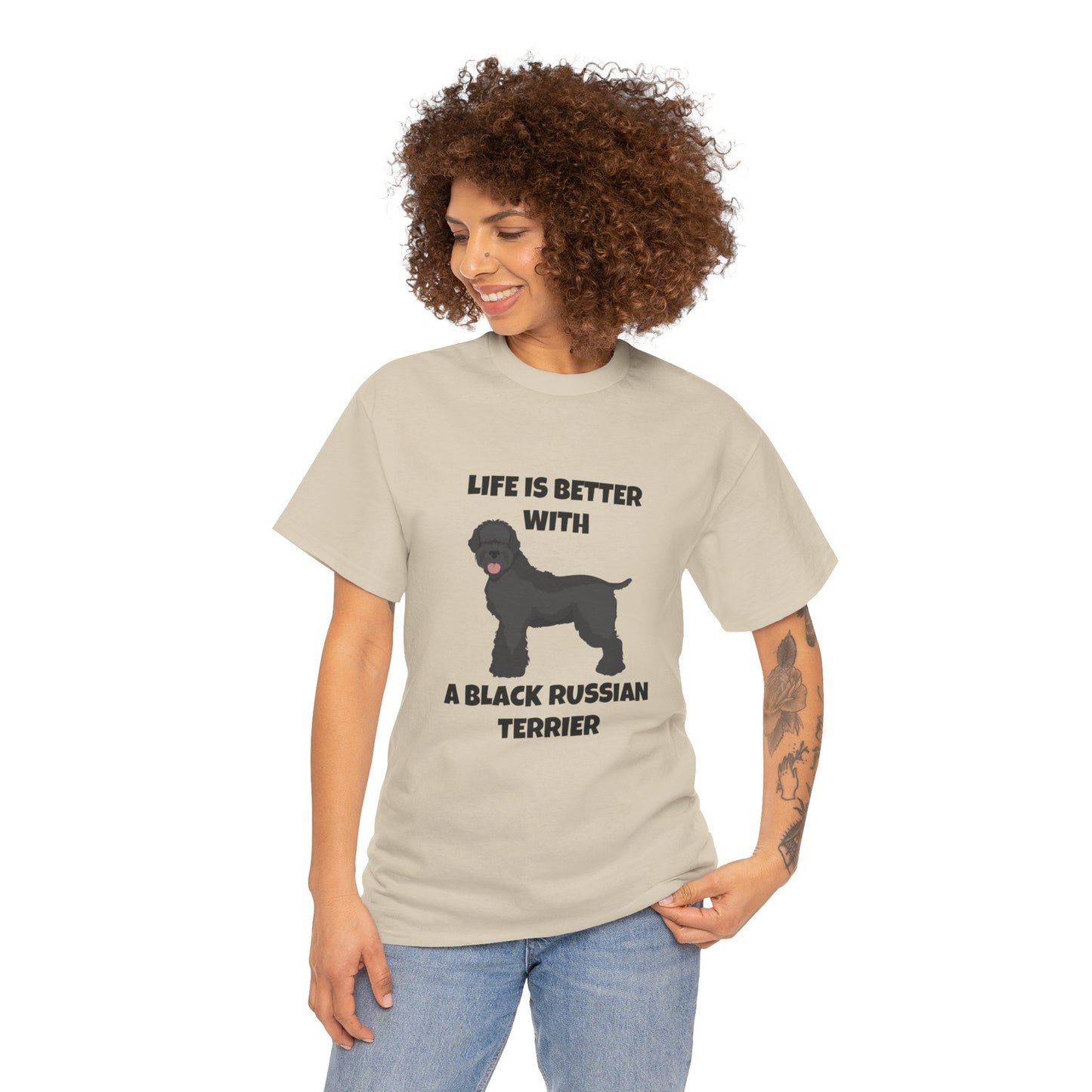 Black Russian Terrier, Black Russian Terrier Dog, Life is Better with a Black Russian Terrier, Unisex Heavy Cotton Tee