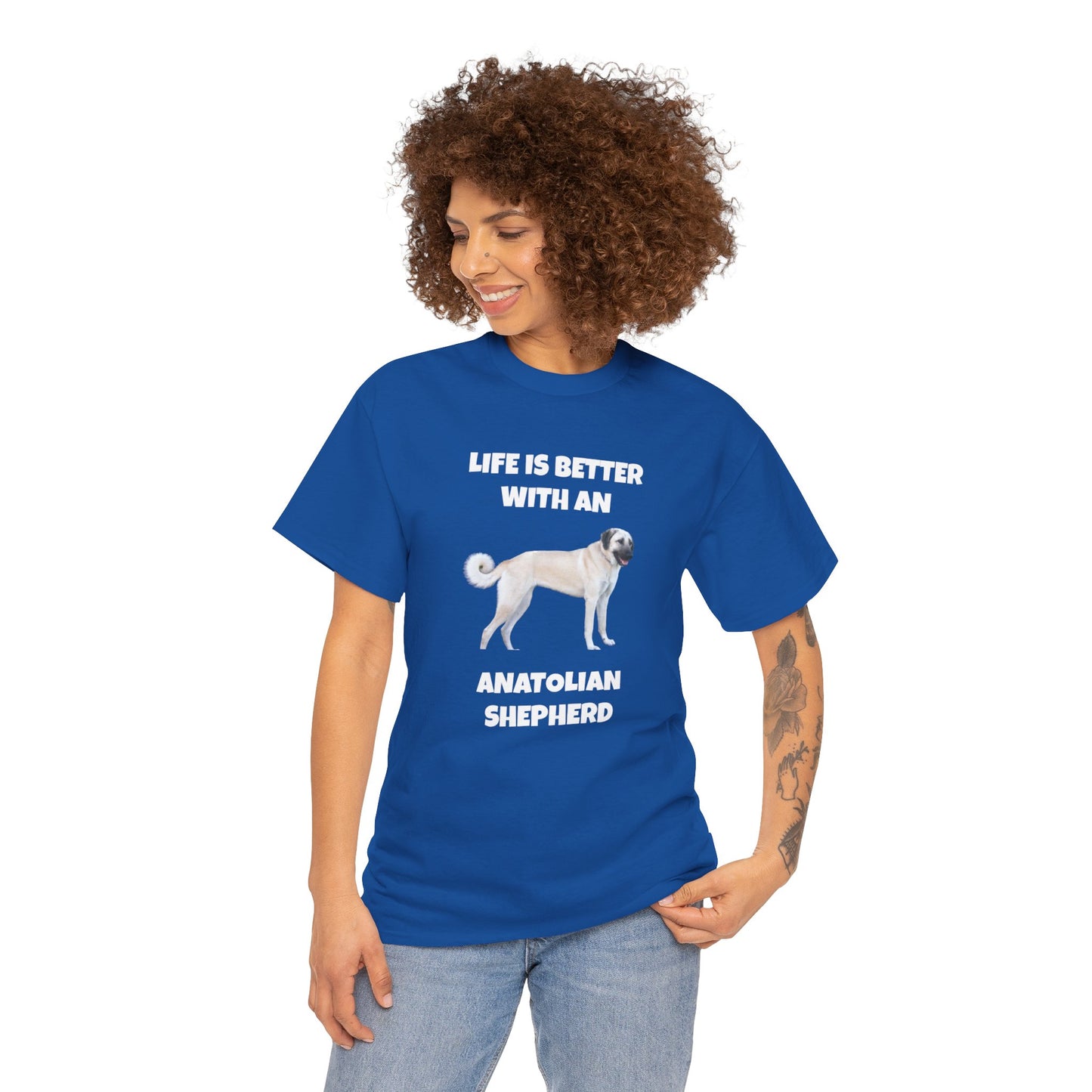 Anatolian, Anatolian Dog, Life is Better with an Anatolian, Dark Unisex Heavy Cotton Tee