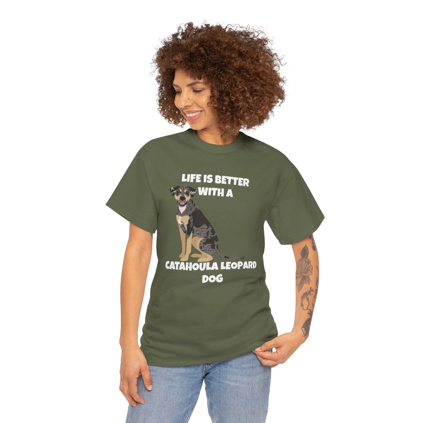 Catahoula Dog, Catahoula, Life is Better with a Catahoula Leopard Dog, Dark Unisex Heavy Cotton Tee