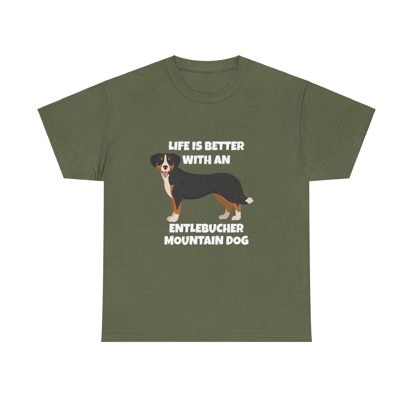 Entlebucher Mountain Dog, Life is Better with an Entlebucher Mountain Dog, Dark Unisex Heavy Cotton Tee