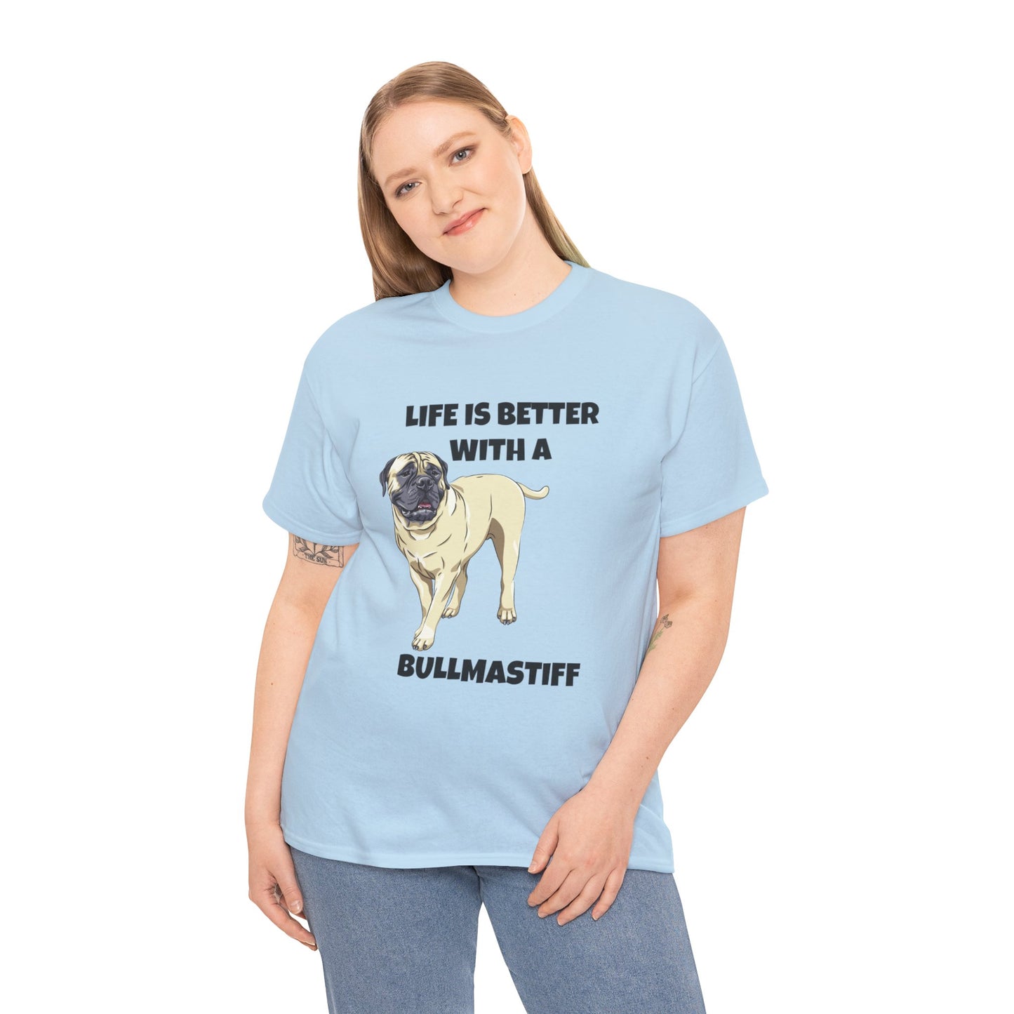 Bullmastiff, Bullmastiff Dog, Mastiff, Life is Better with a Bullmastiff, Unisex Heavy Cotton Tee