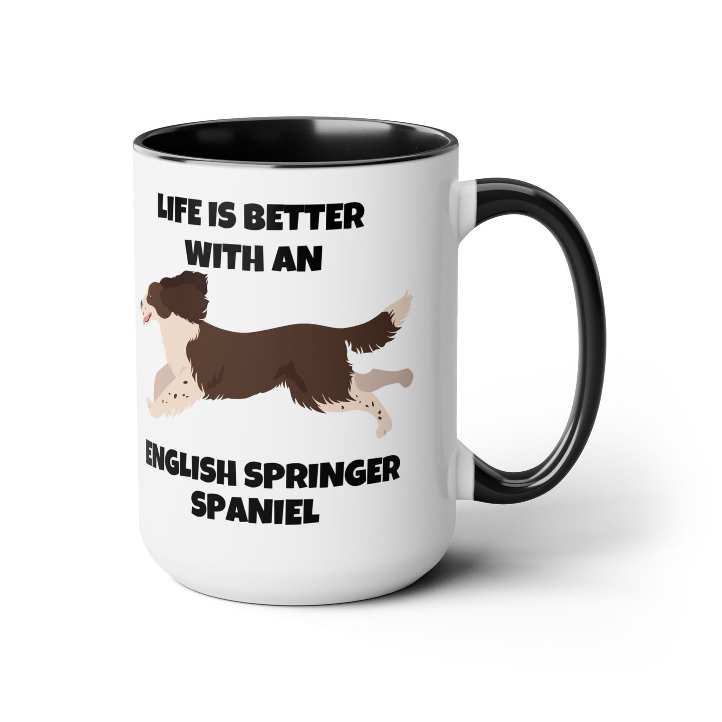 English Springer Spaniel Dog, Life is Better with an English Spaniel, Two-Tone Coffee Mug