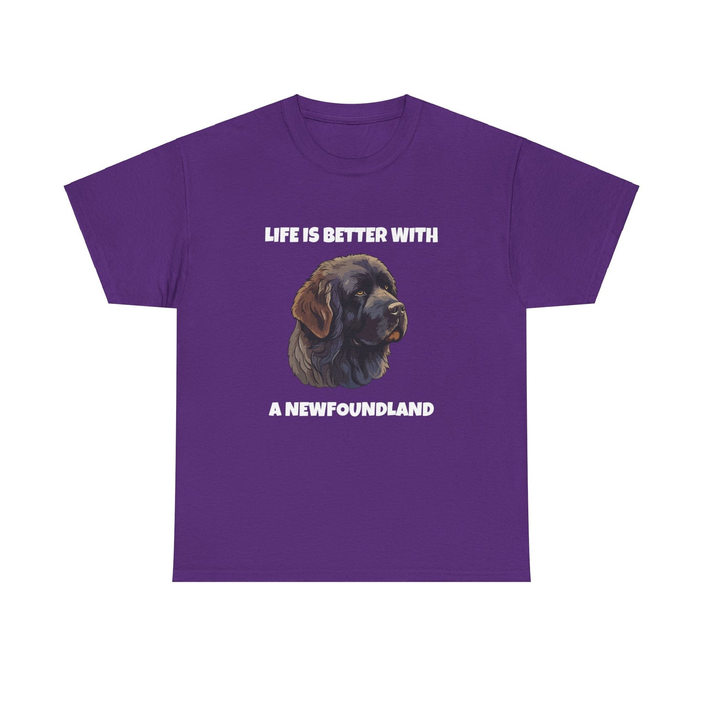 Newfoundland, Newfoundland Dog, Newfie, Life is Better with a Newfoundland, Dark Unisex Heavy Cotton Tee