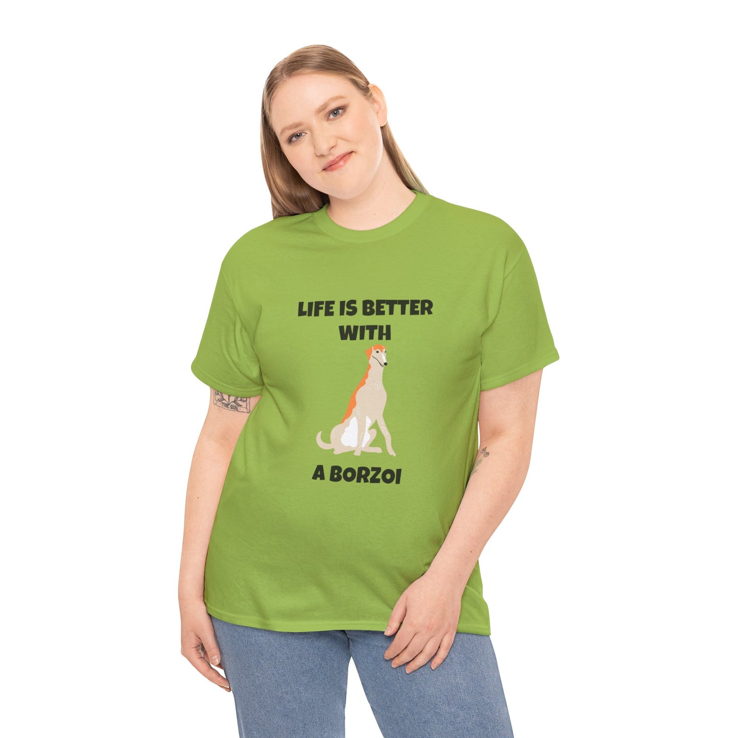 Borzoi, Borzoi Dog, Life is Better with a Borzoi, Unisex Heavy Cotton Tee