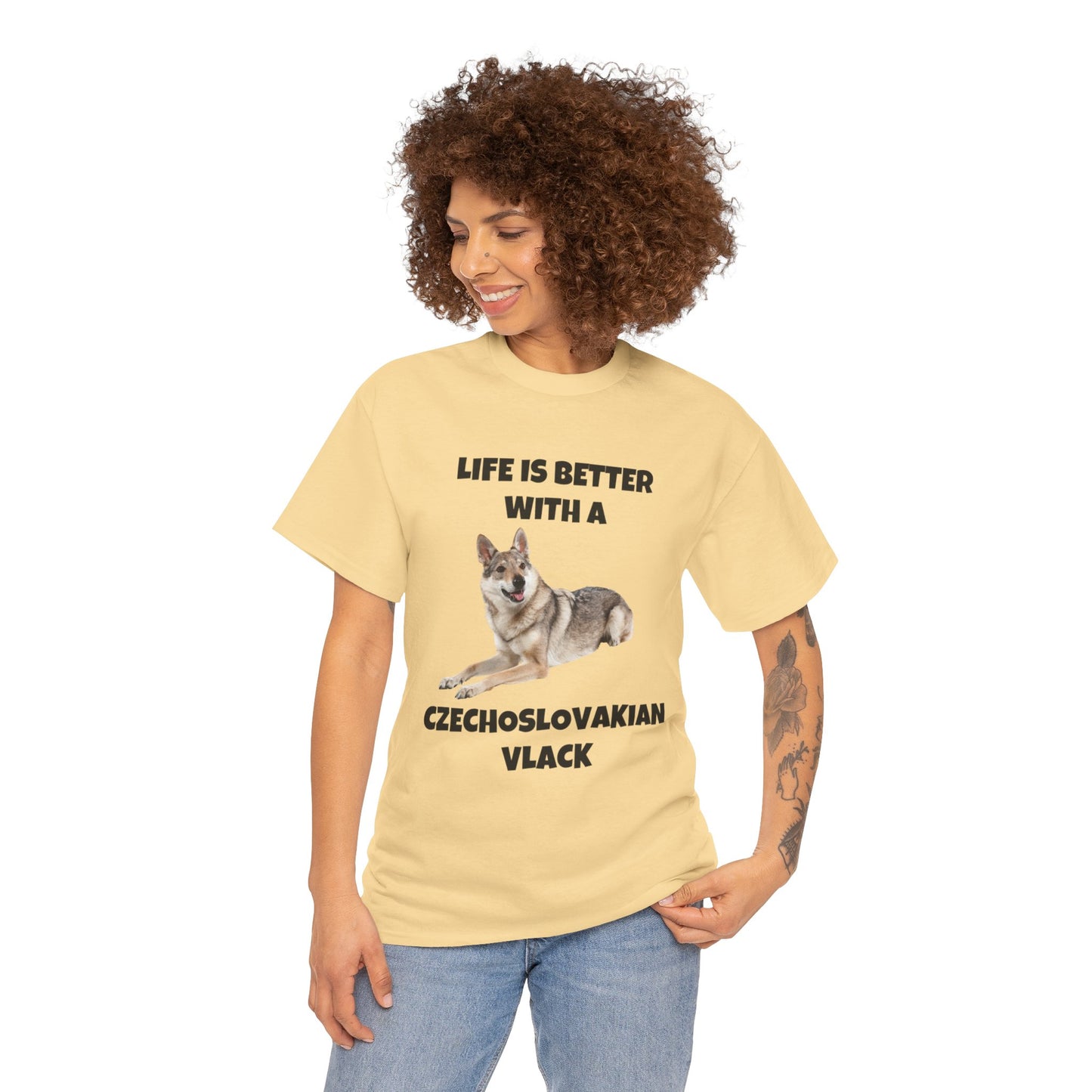Czechoslovakian Vlack Dog, Life is Better with a Czechoslovakian Vlack, Unisex Heavy Cotton Tee
