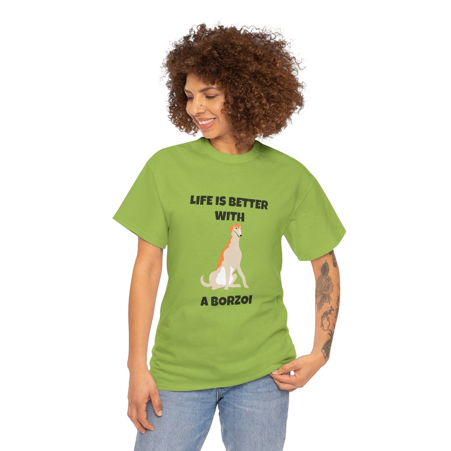 Borzoi, Borzoi Dog, Life is Better with a Borzoi, Unisex Heavy Cotton Tee