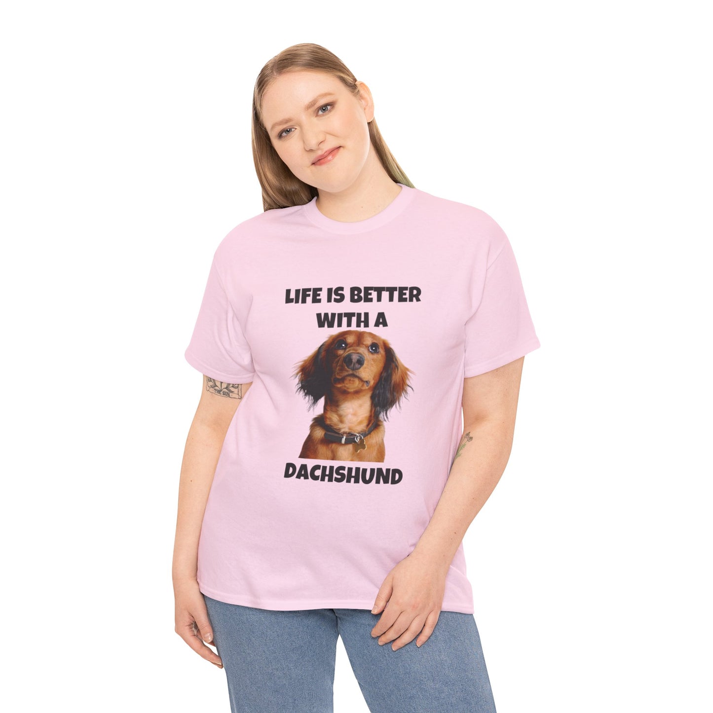 Dachshund Dog, Red Dachshund, Life is Better with a Dachshund, Unisex Heavy Cotton Tee