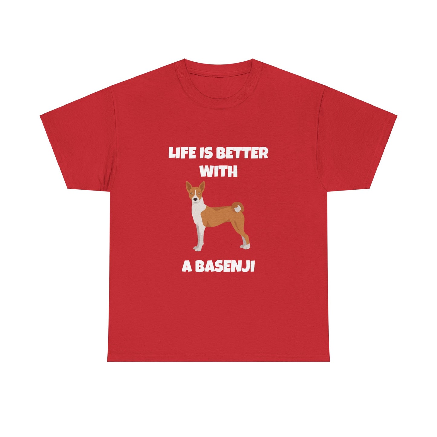 Basenji, Basenji Dog, Life is Better With a Basenji, Dark Unisex Heavy Cotton Tee