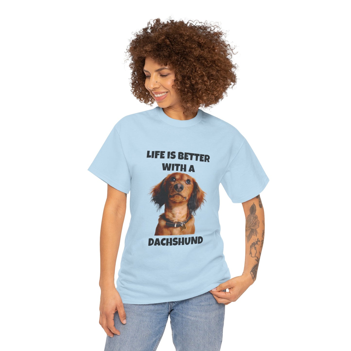 Dachshund Dog, Red Dachshund, Life is Better with a Dachshund, Unisex Heavy Cotton Tee