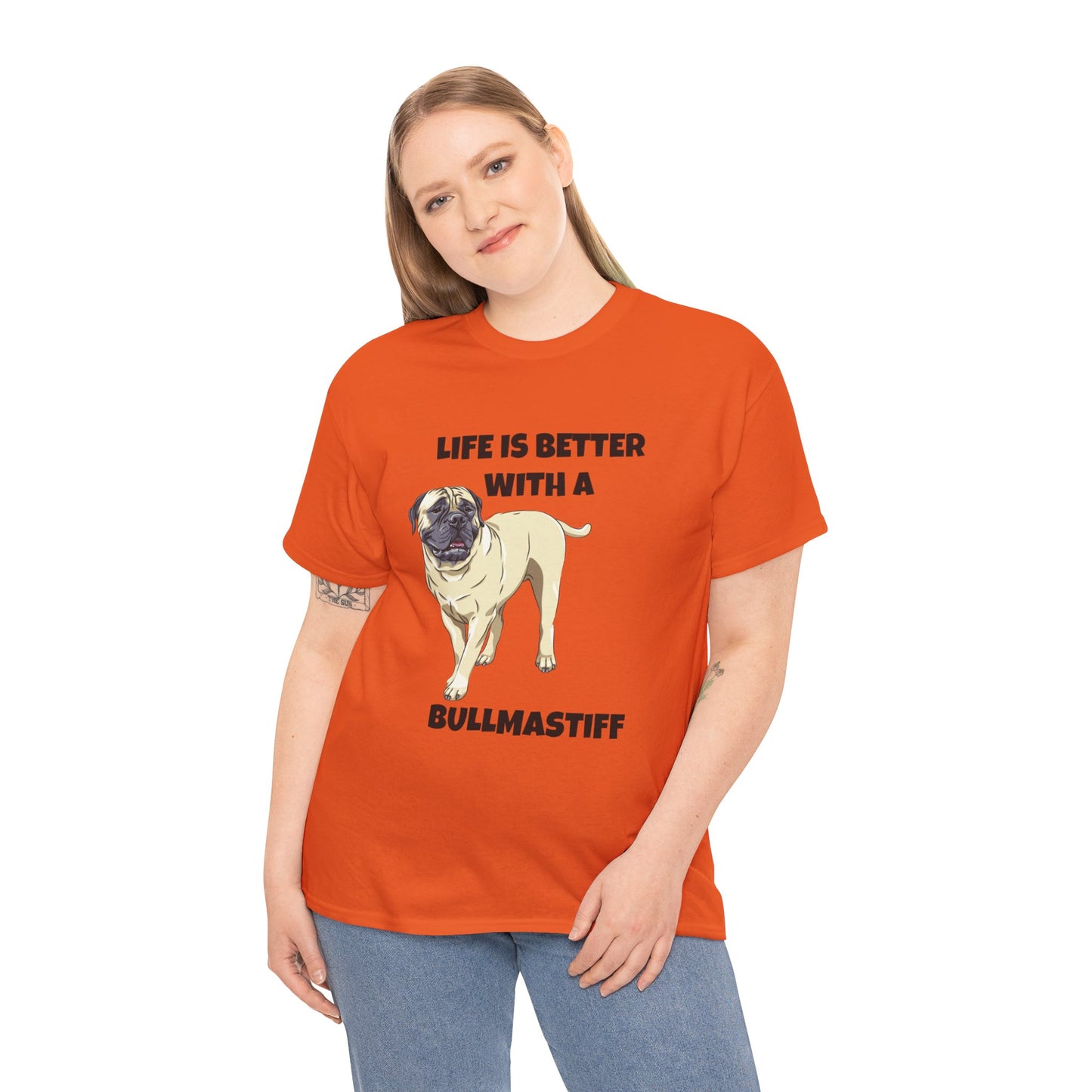 Bullmastiff, Bullmastiff Dog, Mastiff, Life is Better with a Bullmastiff, Unisex Heavy Cotton Tee