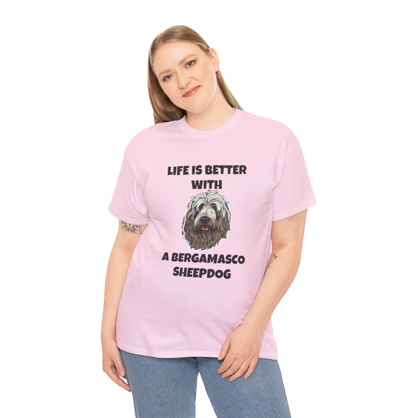 Bergamasco Sheepdog, Bergamasco Sheep Dog, Life is Better with a Bergamasco Sheepdog, Unisex Heavy Cotton Tee