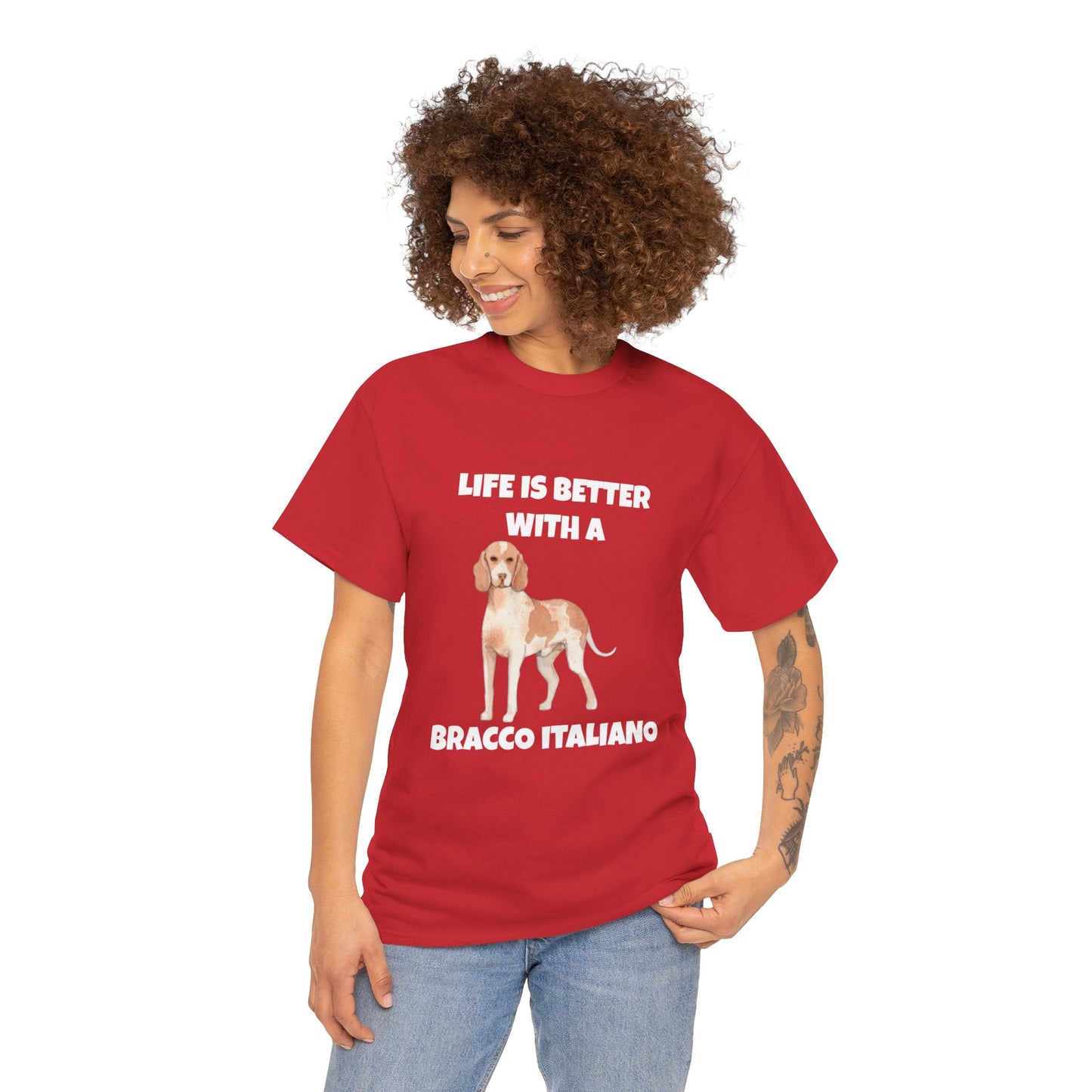 Bracco Italiano, Bracco Italiano Dog, Life is Better with a Bracco Italiano, Dark Unisex Heavy Cotton Tee