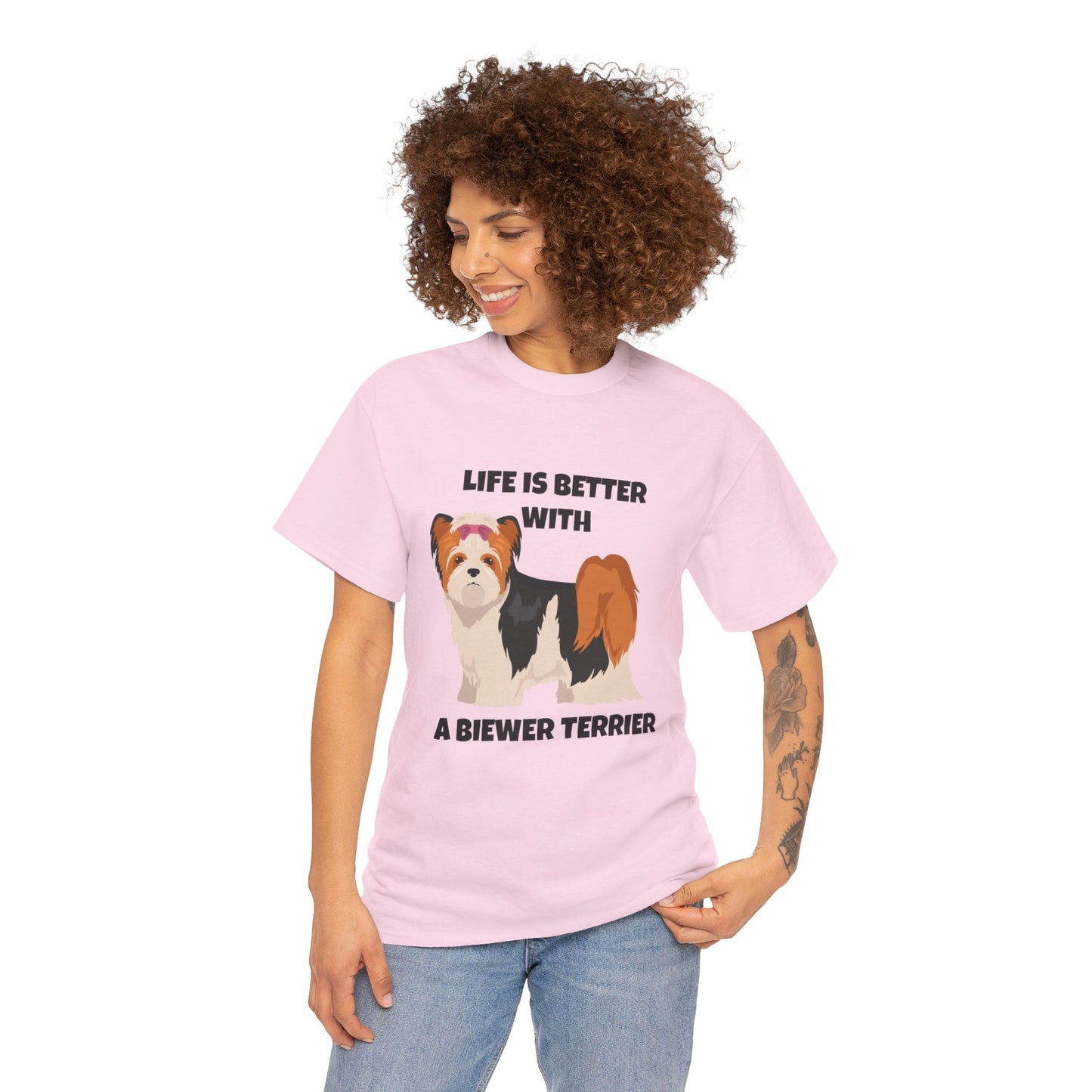 Biewer Terrier, Biewer Terrier Dog, Life is Better with a Biewer Terrier, Unisex Heavy Cotton Tee