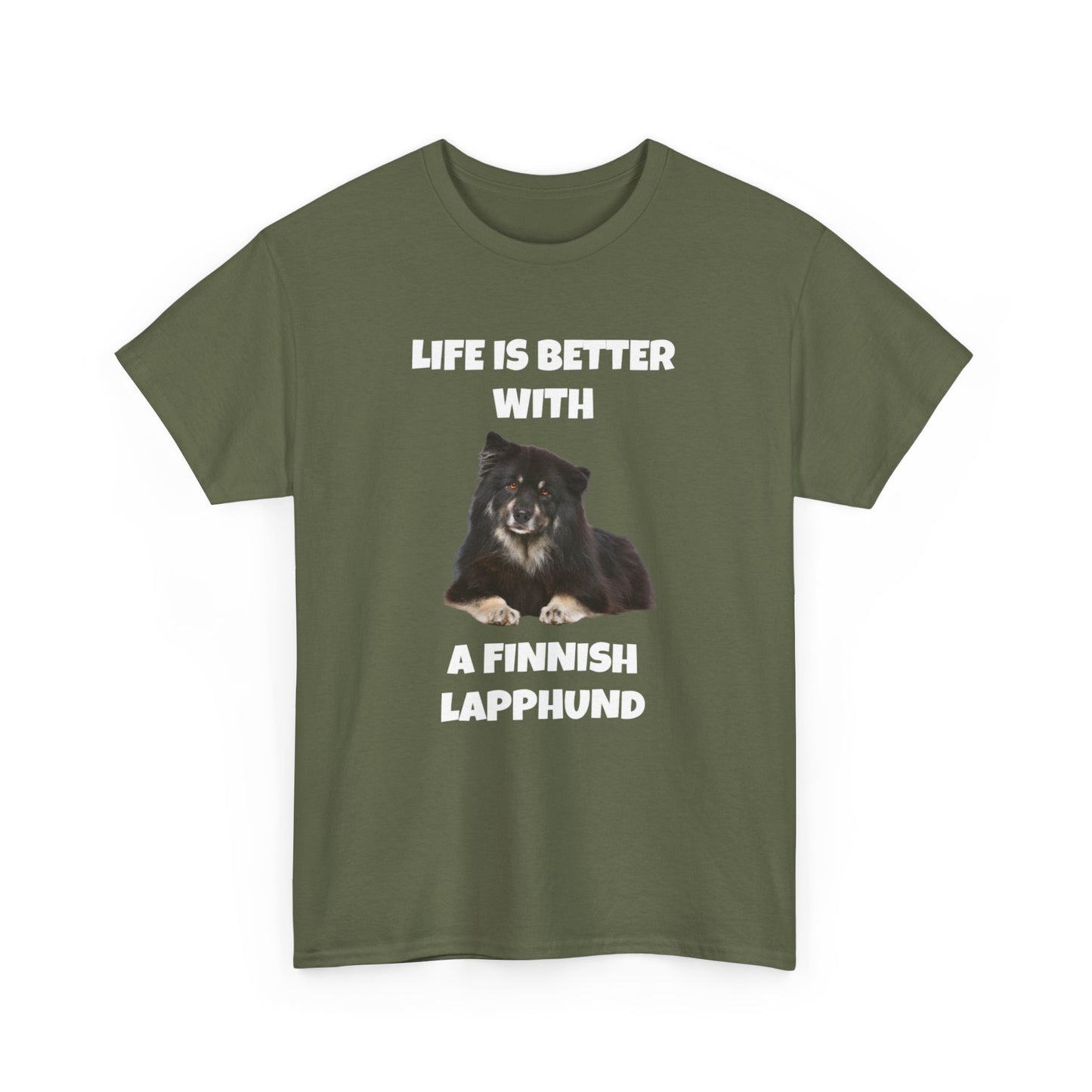 Finnish Lapphund, Finnish Lapphund Dog, Life is Better with a Finnish Lapphund, Dark Unisex Heavy Cotton Tee