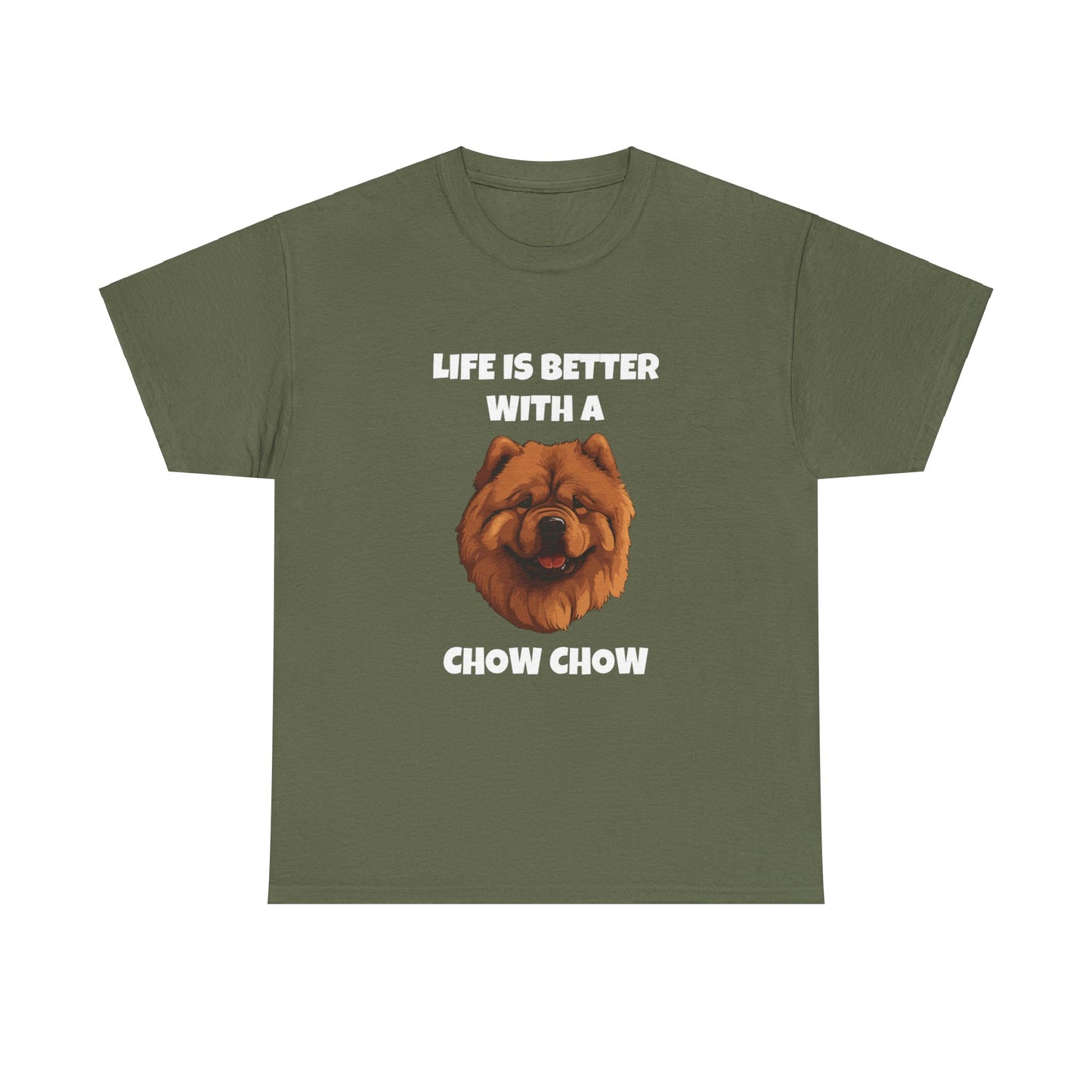 Chow Chow, Chow Dog, Life is Better with a Chow Chow, Dark Unisex Heavy Cotton Tee