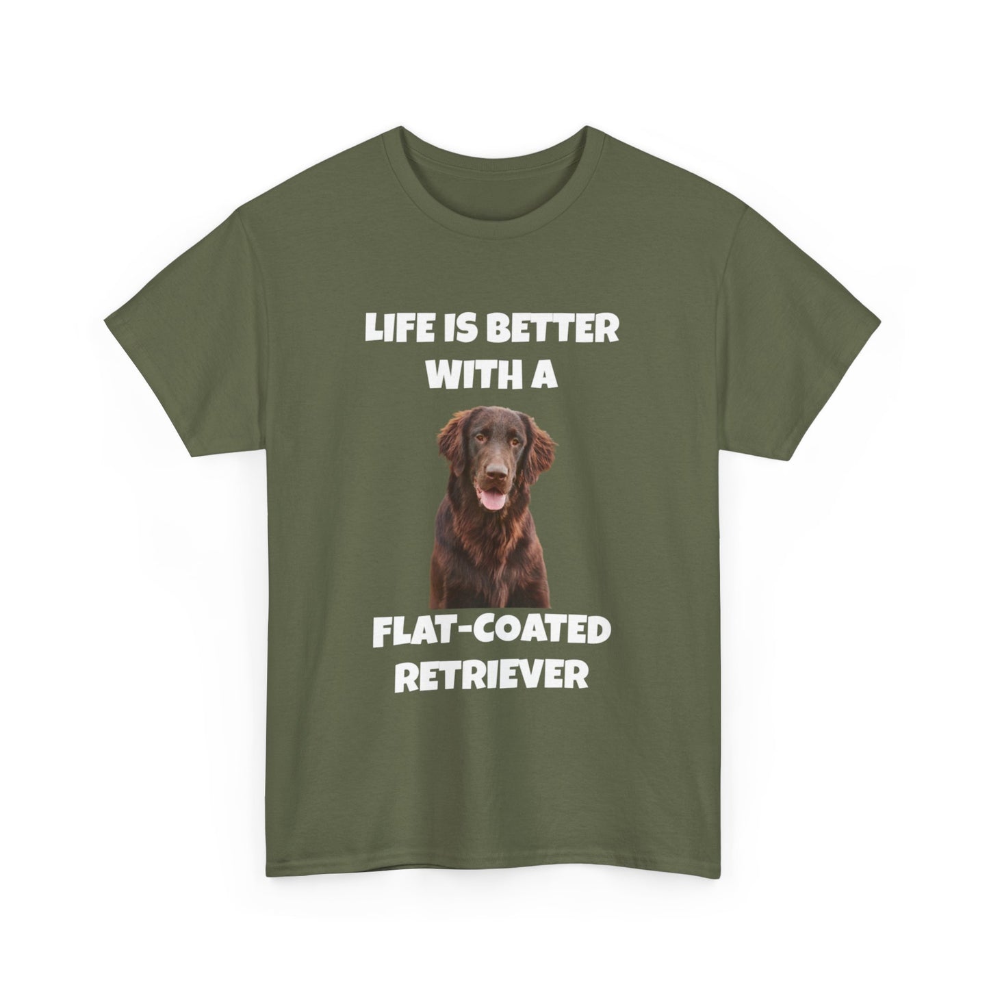 Flat Coated Retriever, Flat Coated Retriever Dog, Flat-Coated Retriever, Life is Better with a Flat-Coated Retriever, Dark Unisex Heavy Cotton Tee