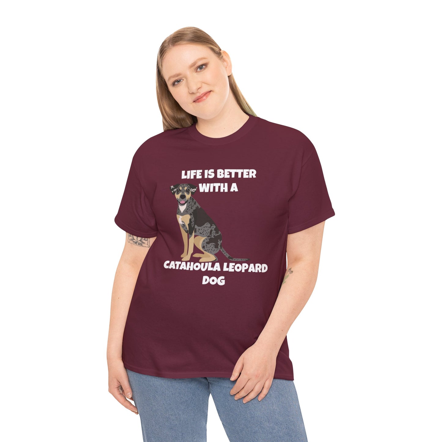 Catahoula Dog, Catahoula, Life is Better with a Catahoula Leopard Dog, Dark Unisex Heavy Cotton Tee