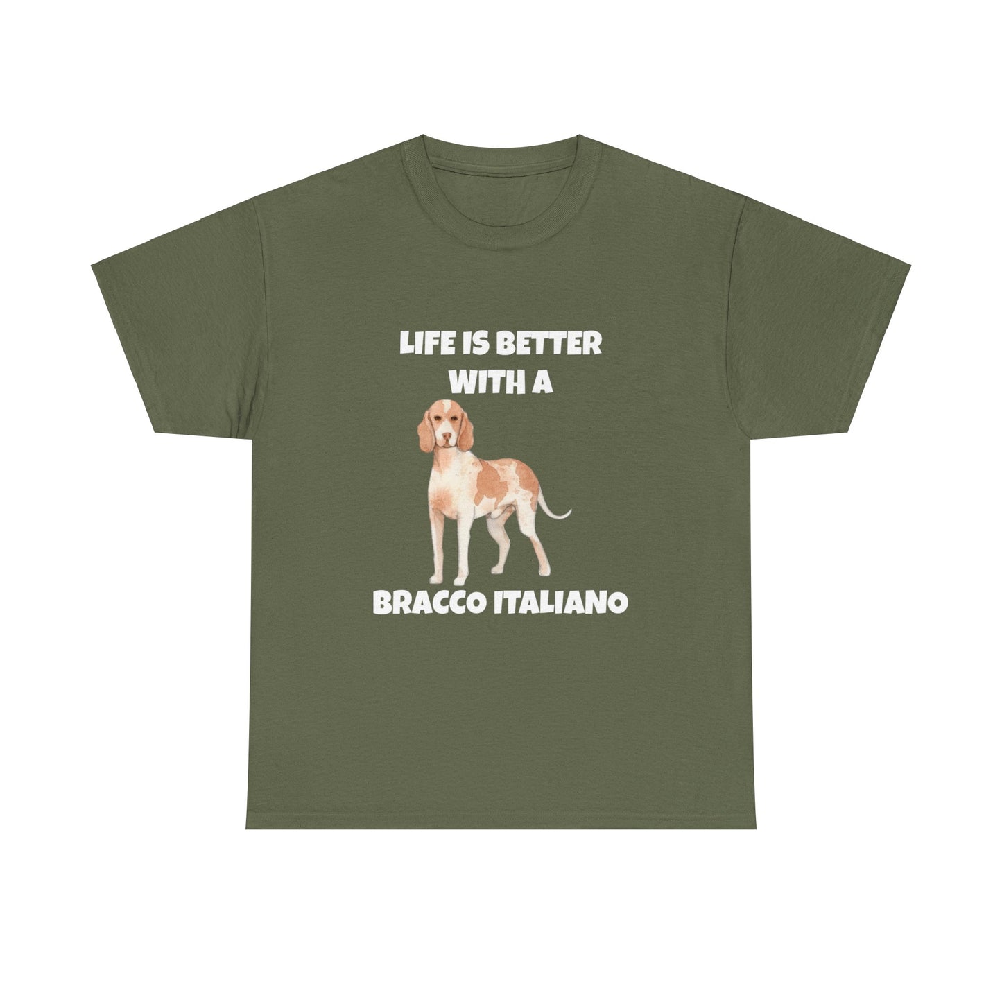 Bracco Italiano, Bracco Italiano Dog, Life is Better with a Bracco Italiano, Dark Unisex Heavy Cotton Tee