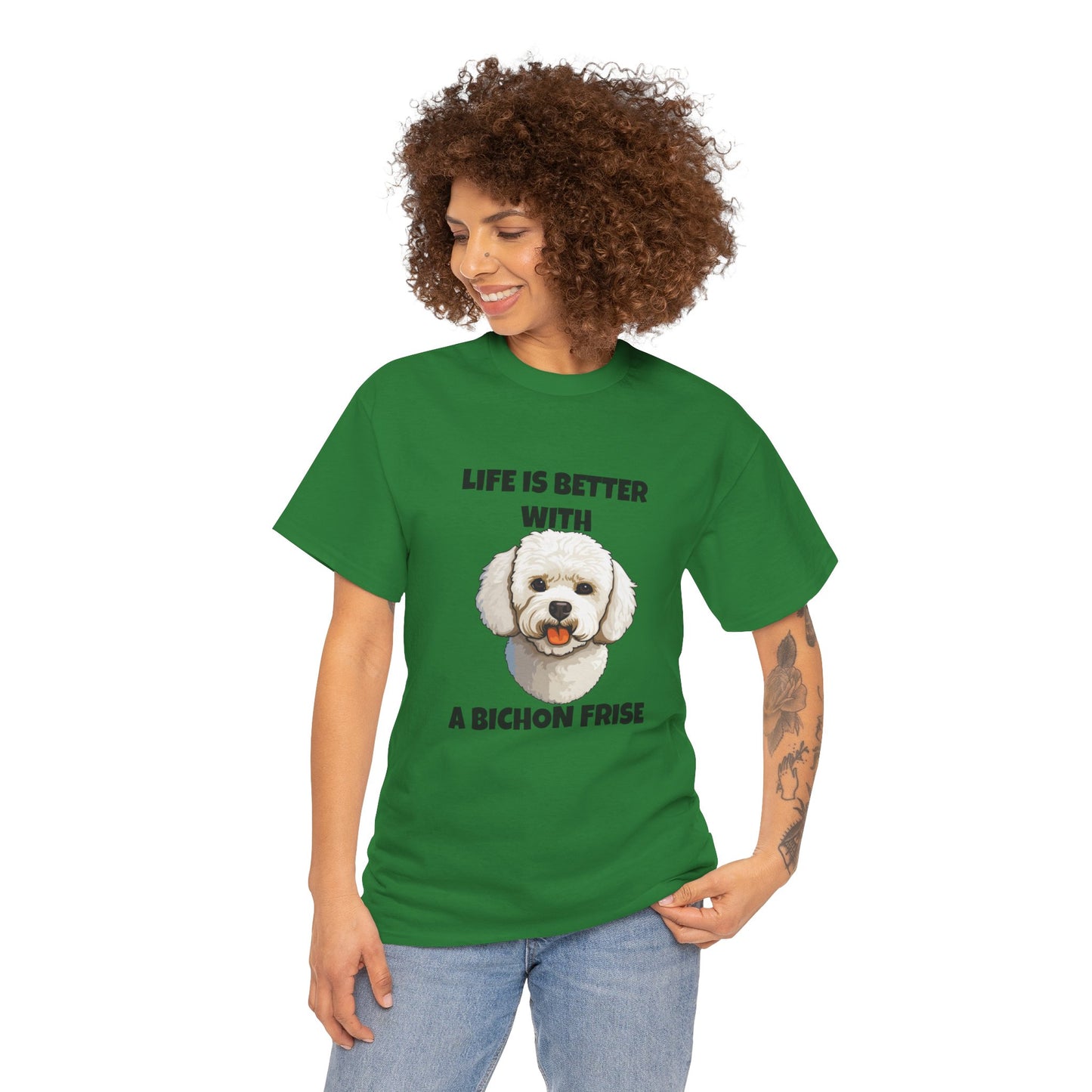 Bichon, Bichon Frise, Bichon Frise Dog, Life is Better with a Bichon Frise, Unisex Heavy Cotton Tee