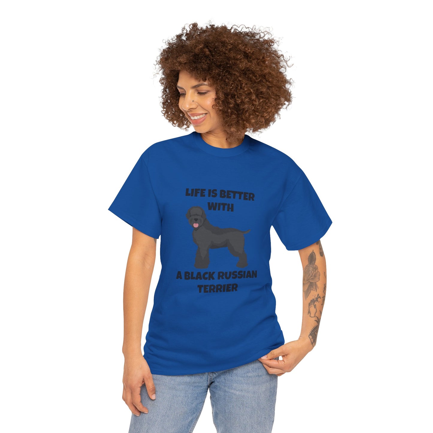 Black Russian Terrier, Black Russian Terrier Dog, Life is Better with a Black Russian Terrier, Unisex Heavy Cotton Tee