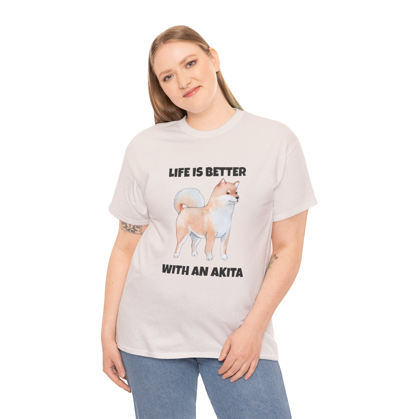 Akita, Akita Dog, Life is Better with an Akita, Unisex Heavy Cotton Tee